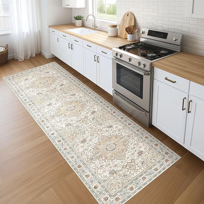 Runner Rug Kitchen Washable Rugs: 3x8 Non-Slip Boho Soft Vintage Stain by LOONGRUG
