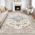 8x12 Area Rugs Living Room: Washable Boho Large Neutral Vintage Soft Rug Stain by LOONGRUG