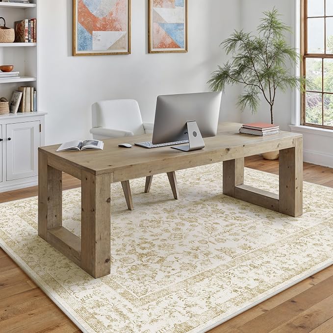 5x7 Brown Area Rug Non Slip Vintage Living Room Distressed Machine Washable - Image 5