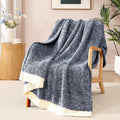 WRENSONGE Throw Blanket Cationic Dyeing Navy Blue Soft Cozy Fluffy Warm Hand by WRENSONGE