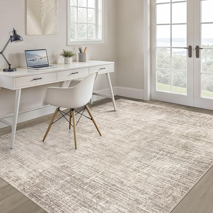 4x6 Rug Washable Area Rugs: Neutral Abstract Soft Modern Stain Resistant Small - Image 5