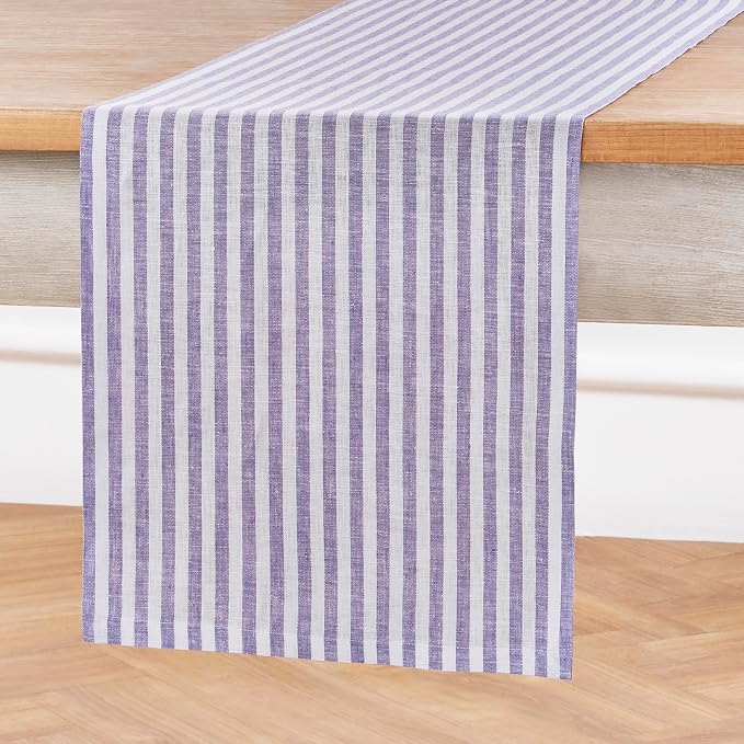 Solino Home Striped Linen Table Runner 90 Inches Long - Image 2