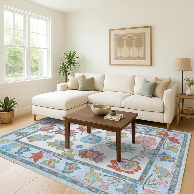Fame Living Colorful Oushak Runner Rug, Modern Runners, Runner - Image 9