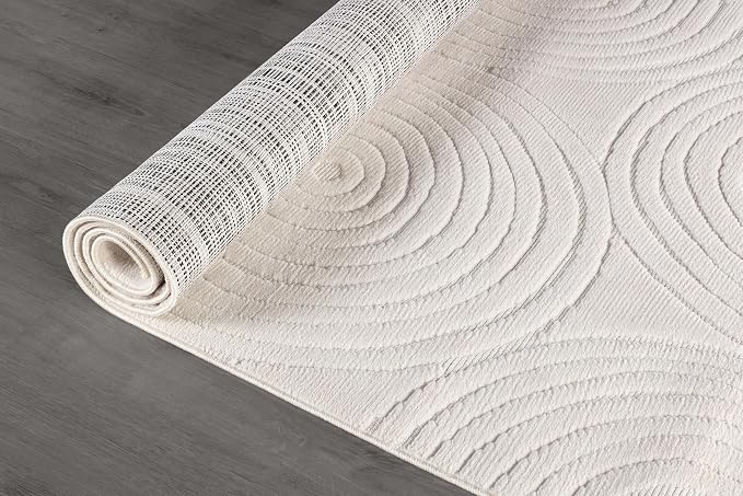 Beverly Rug Micro Loop Area Rug Light Gray 5x7 Geometric Modern Luxury Circular - Image 8