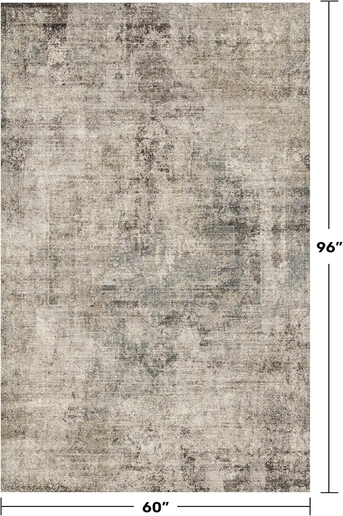5x8 Dark Rug for Living Room, Vintage Unique Area Rug for Mudroom, Home Office - Image 2