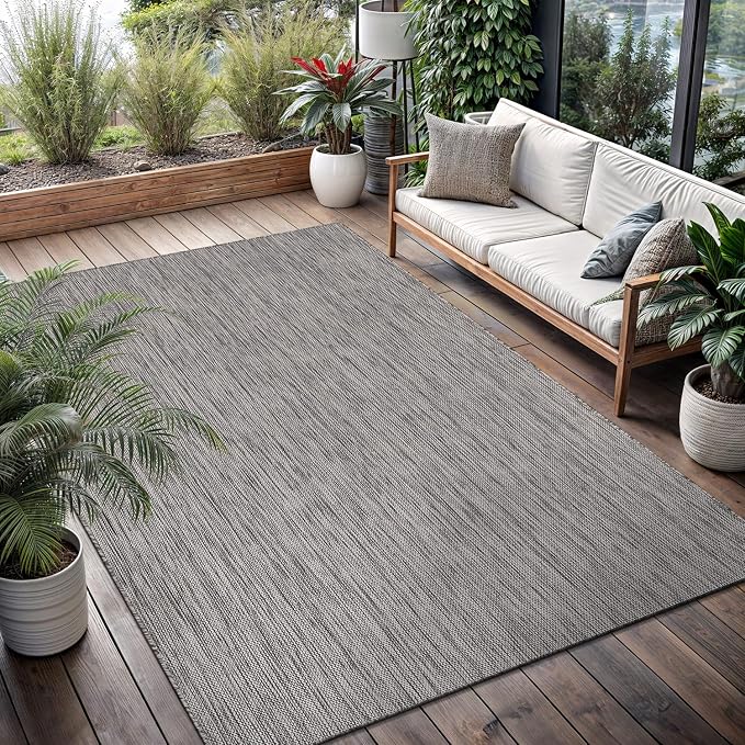 Washable Indoor Outdoor Rug 8x10 Weather Resistant Area Rugs Modern Solid - Image 5
