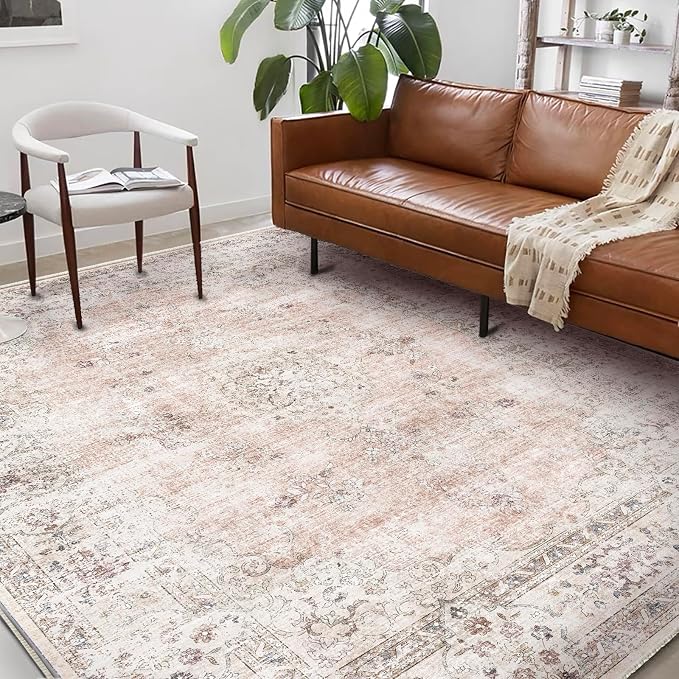 Washable Area Rug 10'x14' Boho Design Non-Shedding Easy Care Ideal - Image 2