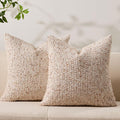 Decorative Couch Throw Pillow Covers 16x16 Set of 2 Beige Striped Soft Wool by Allorry