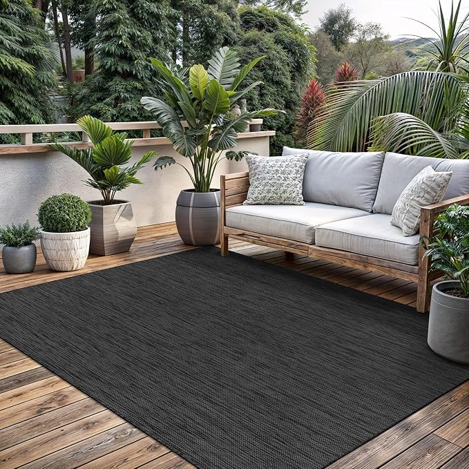 Washable Indoor Outdoor Rug 9x12 Weather Resistant Area Rugs Modern Solid - Image 5