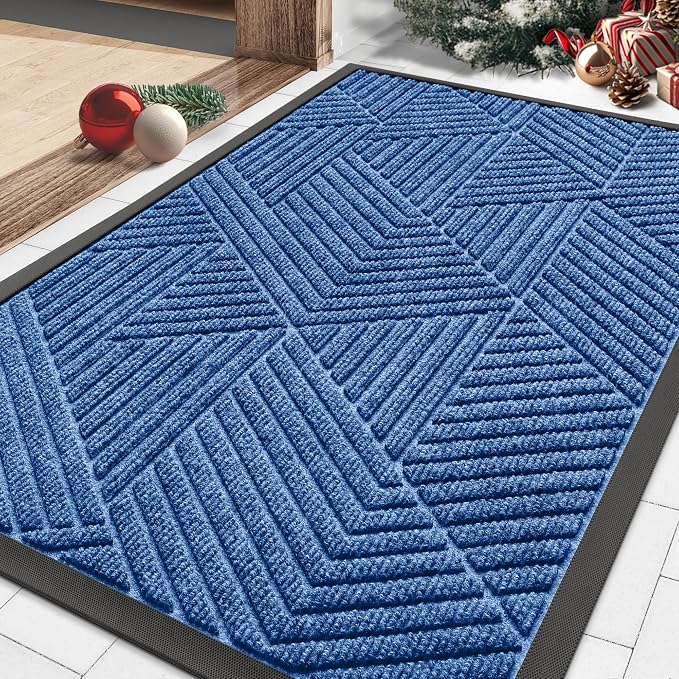 Smiry Front Door Mat Outside Entrance, Heavy Duty Sturdy Natural Rubber Doormat by Smiry