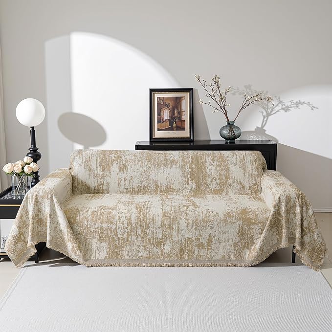 MEETSKY Couch Cover Sofa Cover Washable, Chenille Abstract Geometric Boho Sofa - Image 2