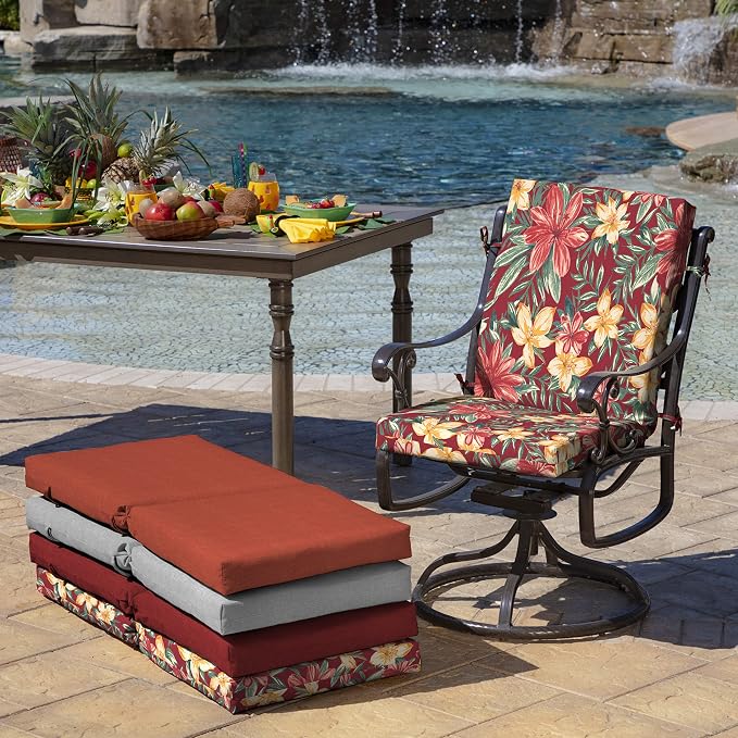 Arden Outdoor Midback Chair Cushion, 18 x 16.5, Rain-Proof, Fade Resistant Ruby - Image 4