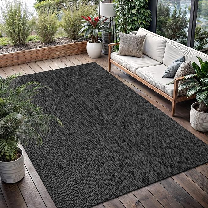 Washable Indoor Outdoor Rug 8x10 Weather Resistant Area Rugs Modern Solid - Image 6