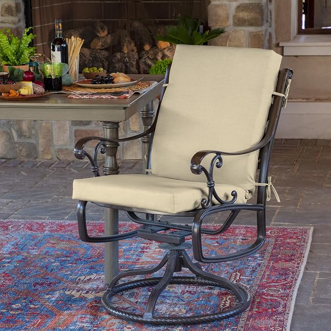 Arden Outdoor Midback Chair Cushion, 18 x 16.5, Tan Leala - Image 2