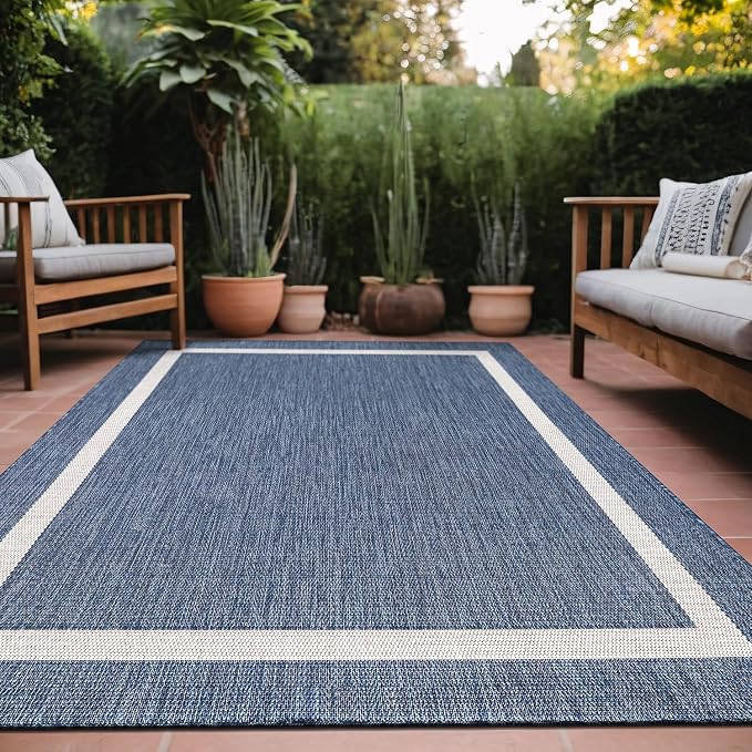 Bordered Outdoor Rug 6x9 Washable Outside Carpet by Unknown
