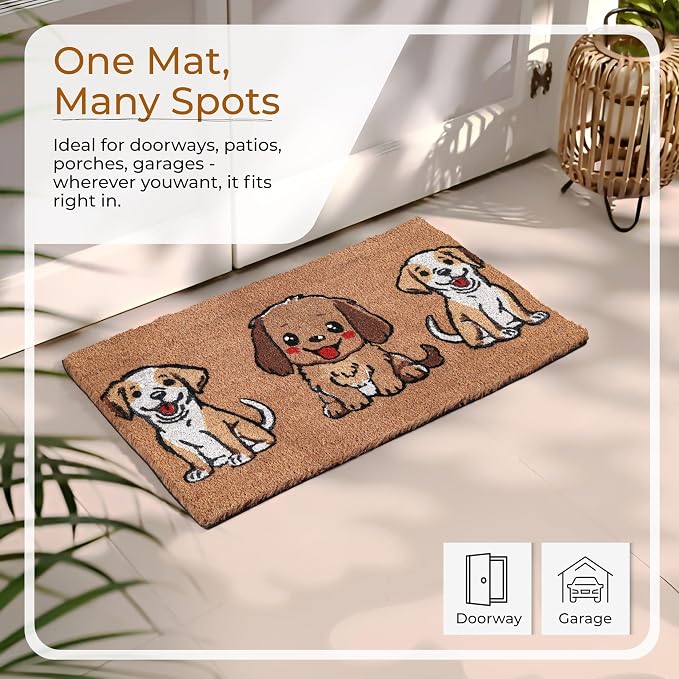 Coir Door Mats 17" X 30", Non-Slip Sturdy, PVC Backed Heavy Duty, The 3 Cute - Image 7