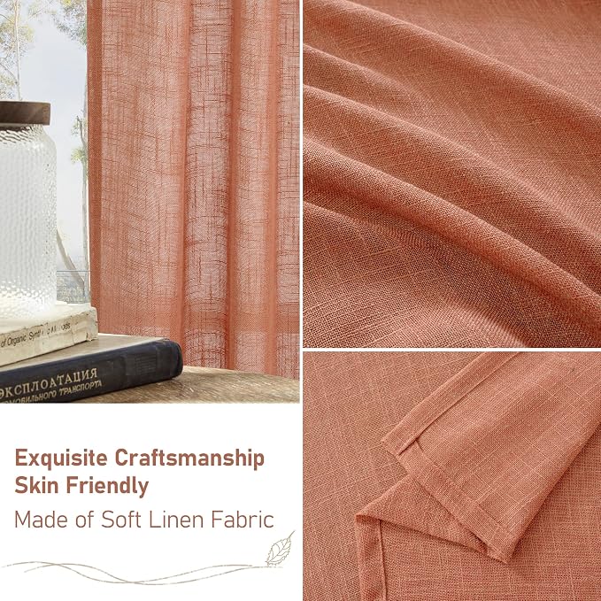 LAMIT Terracotta 72 inch Linen Curtains - Image 6