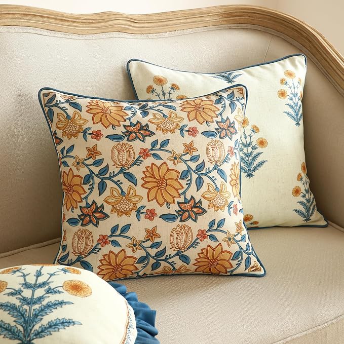 ISAENNE Design Square Simple Elegant Linen Throw Pillow Covers 18"x18" Pack of 2 - Image 9