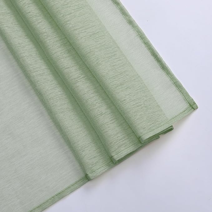DONREN Sage Green Semi-Sheer Window Valance - Image 6