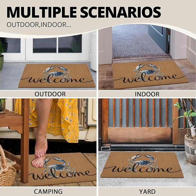 Blue Crab Welcome Door Mat, Beach Framhouse Doormat, Lake Sea Welcome Front - Image 7