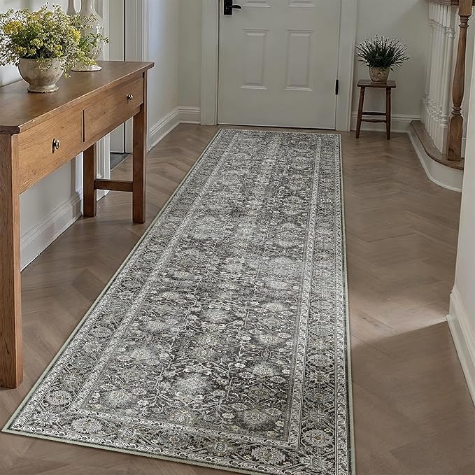 Black Runner Rug 2x10 Vintage Area Carpet Hallway Long Indoor Kitchen Washable - Image 5