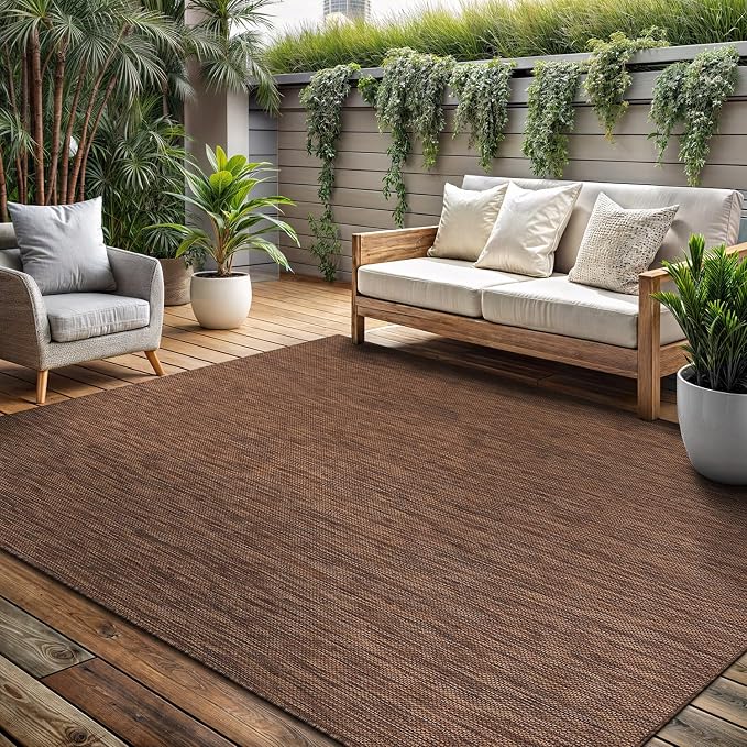 Washable Indoor Outdoor Rug 9x12 Weather Resistant Area Rugs Modern Solid - Image 4