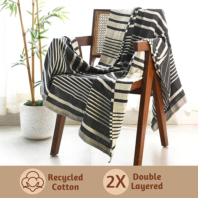 Folkulture Throw Blanket for Couch 50" x 60" |100% Recycled Cotton Couch - Image 2