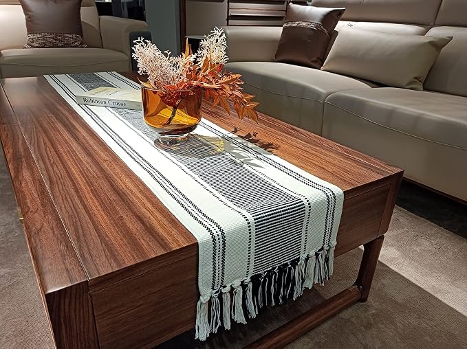 Caflife Boho Table Runner Balck and White - Image 6
