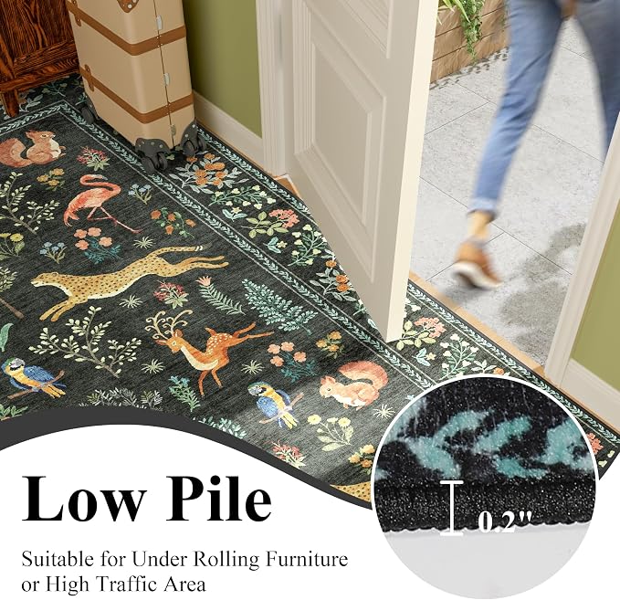 DUKINO 5x7 Rug, Washable Animal Living Room Rug - Image 6
