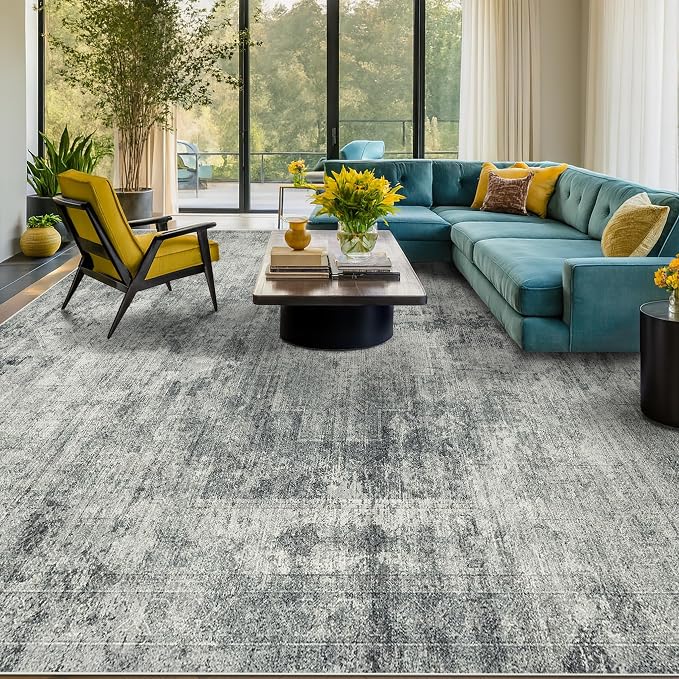 Large Slate Blue Rug for Dining Room Table - Image 3