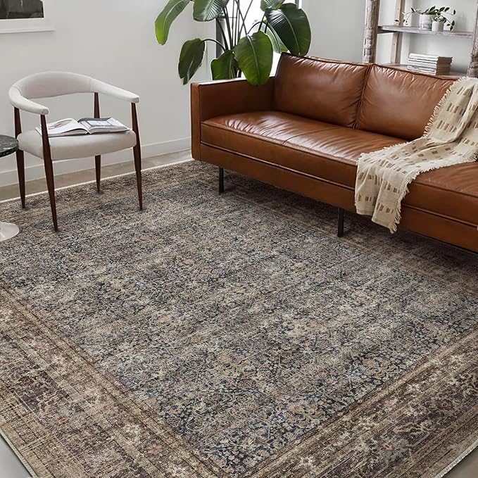 Washable Area Rug 10'x14' Boho Design Non-Shedding Easy Care Ideal - Image 2
