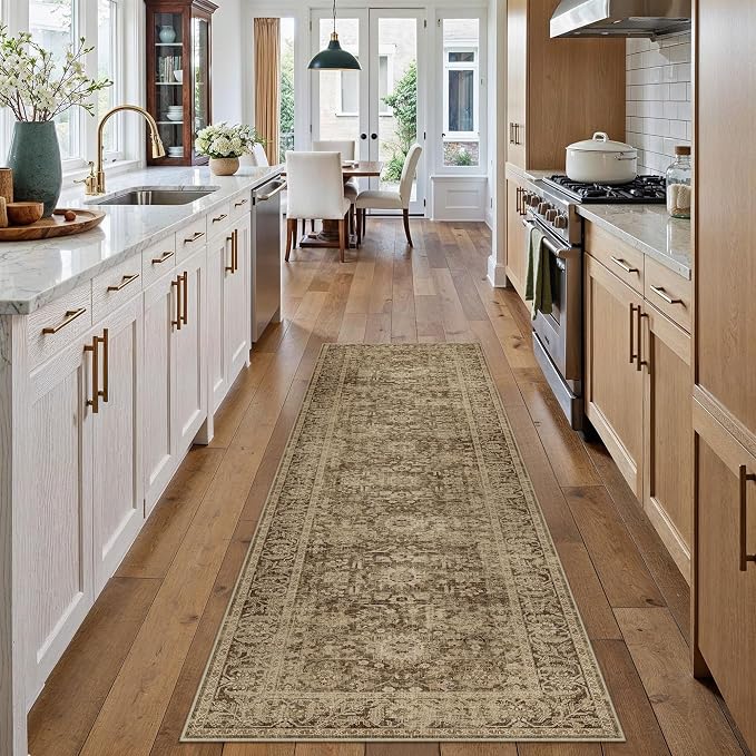 Brown 2x6 Runner Rug Hallway Non Slip Kitchen Vintage Distressed Long Carpet by PureCozy