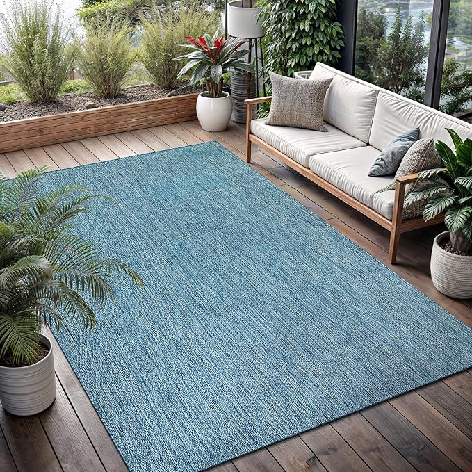 Washable Indoor Outdoor Rug 9x12 Weather Resistant Area Rugs Modern Solid - Image 5