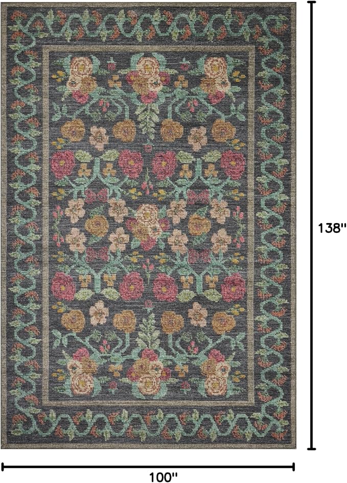 Loloi Rifle Paper Co. Rosa Collection RSA-01 Black 8'-4" x 11'-6" Area Rug - Image 2
