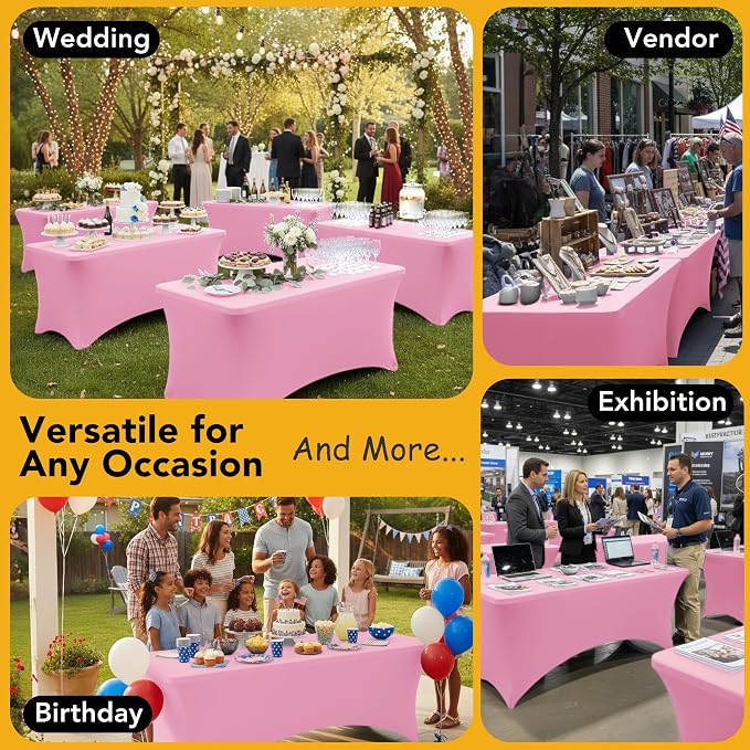 6-Pack Premium Pink Spandex Tablecloths - Image 5