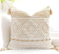 BlissBlush Cream White Boho Throw Pillow Cover 20X20, Boho Woven Textured by BlissBlush