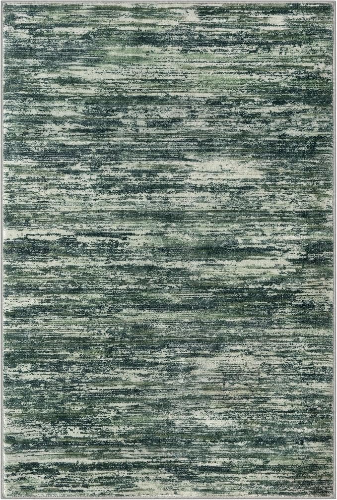 2x3 Modern Abstract Rug for Entryway, Dark Green Super Soft Small Area Rug - Image 8