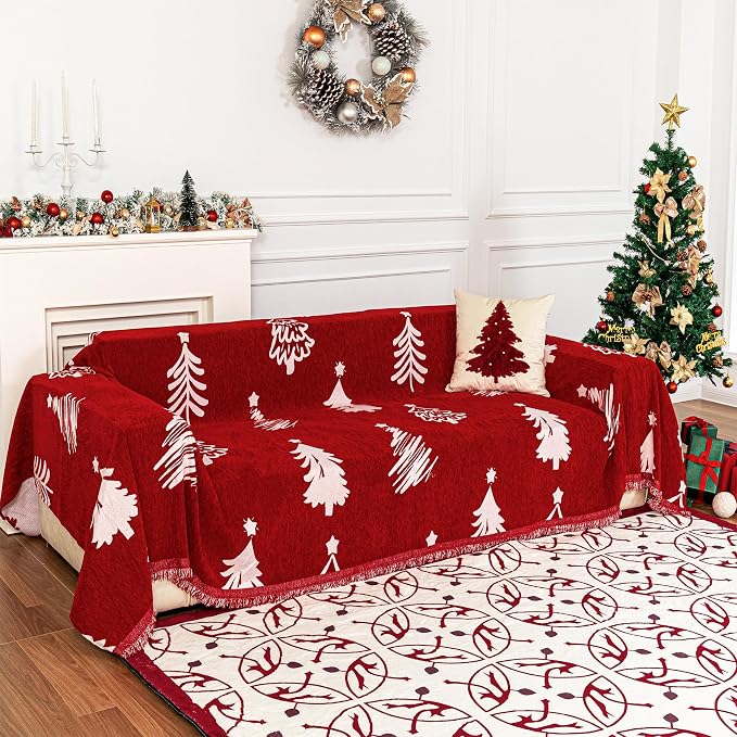 MYSKY HOME 71X134 inches Sofa Christmas Couch Cover, Sectional Sofa Covers Sofa by MYSKYHOME