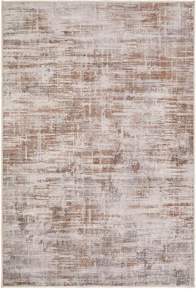 2x3 Entryway Area Rugs: Washable Neutral Abstract Small Rug Door Mat Non-Slip - Image 8