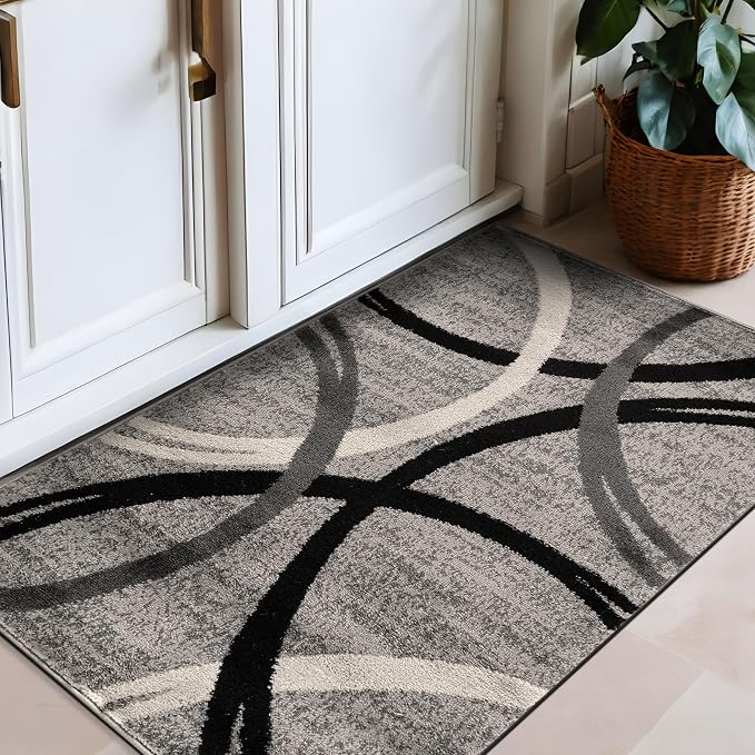 Rugshop Wavy Circles Design Accent Rug, Fade-Resistant Carpet - Image 7