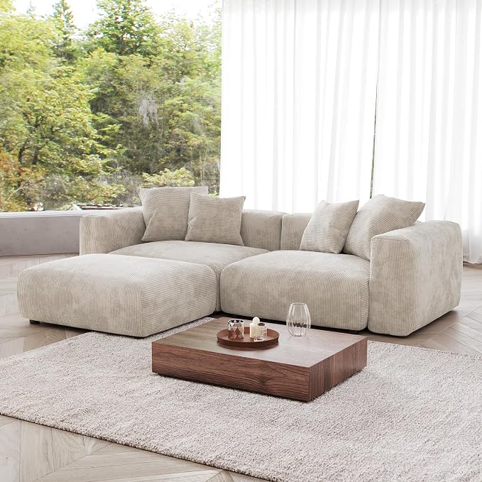 JACH Corduroy Modular Sectional Couch, Oversized Sectional Sofa - Image 6