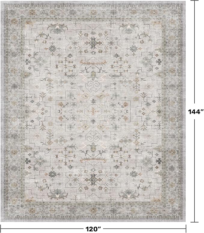 Boho Light Grey Living Room Rug 10x12 - Image 2