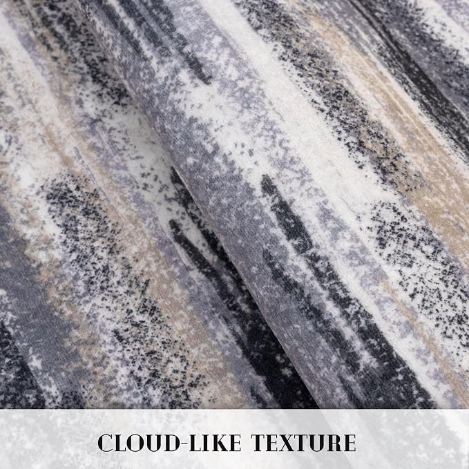 Modern Abstract Bedroom Runner Rug 2x7, Non-Slip Soft Thin Faux Wool Mat - Image 8