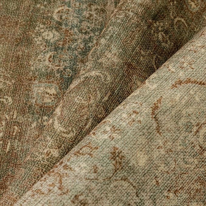 Vintage Area Rug 9x12 Washable Brown Living Room Carpet Large Indoor Non Slip - Image 7