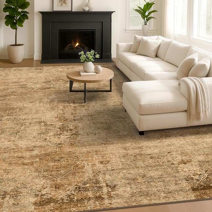 Brown and Gold Rugs for Living Room 5x7 Rug - Image 6