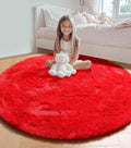 ONASAR Red Round Area Rug 4x4, Soft Bedroom Circle Rugs Floor Mat by ONASAR