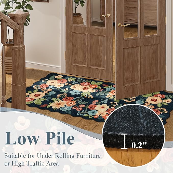 DUKINO 5x7 Area Rug, Floral Washable Rugs - Image 9