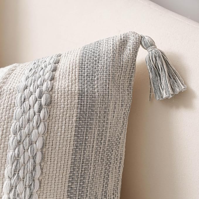 BlissBlush Gray Decorative Lumbar Pillow Cover 14x24, Farmhouse Lumbar Throw - Image 8