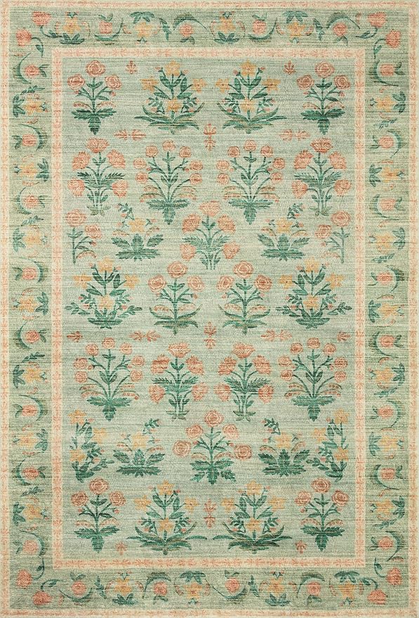 Loloi Rifle Paper Co. Eden Collection EDE-01 Mughal Rose Moss 2'-0" x 5'-0" - Image 2
