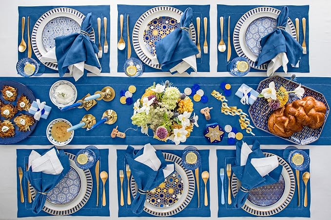 Solino Home Linen Indigo Blue Table Runner 72 Inches Long - Image 9
